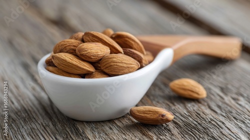 almonds in small white bowl