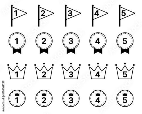 ランキング 順位 数字 モノクロ あしらい ベクターアイコンセットイラスト