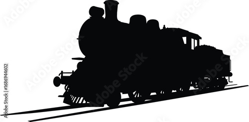 a silhouette of an old steam train with passengers aboard