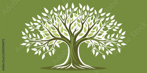 Stylized Tree of Life Illustration with Elegant Branches and Leaves in Earthy Tones an Emblem of Growth
