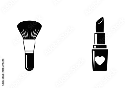 International Makeup Day Black Silhouette Vector Icons