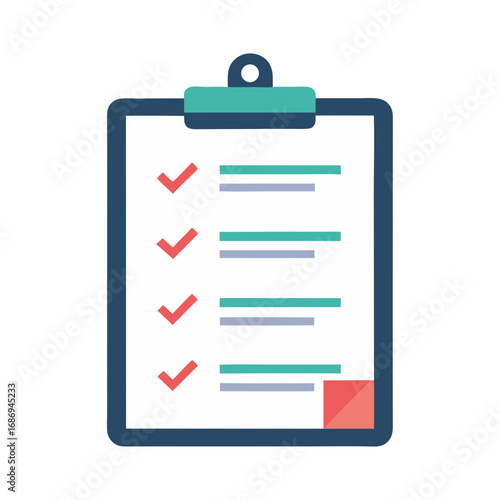 Clipboard with Checklist – Flat Office Task Illustration