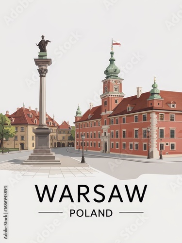 Vintage Travel Poster of Warsaw Poland  
