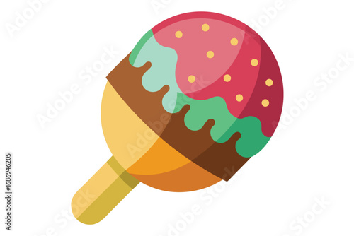 Whimsical Cartoon Ice Cream Sundae with Colorful Toppings and Chocolate Drizzle, a Treat for the Eyes and the Taste Buds