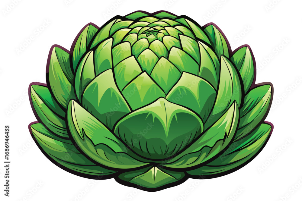 Obraz premium Vibrant Artichoke Illustration A Detailed Vegetarian Delight Depicting the Globe Artichoke's Unique Texture and Form