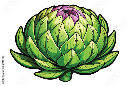 Vibrant Artichoke Illustration A Detailed Vegetarian Delight Depicting the Globe Artichoke's Unique Texture and Form