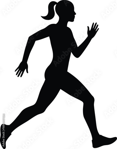 a silhouette of a woman running swiftly