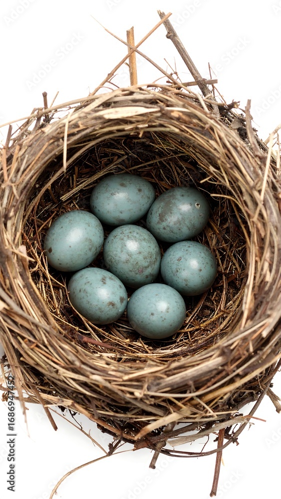 Obraz premium Nest with pale blue eggs