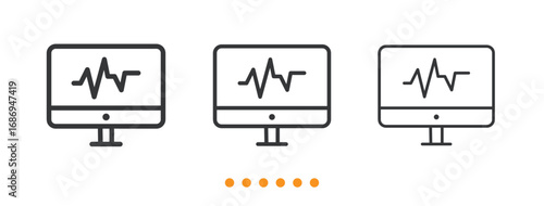 Heart monitoring icon. Thin line icon vector