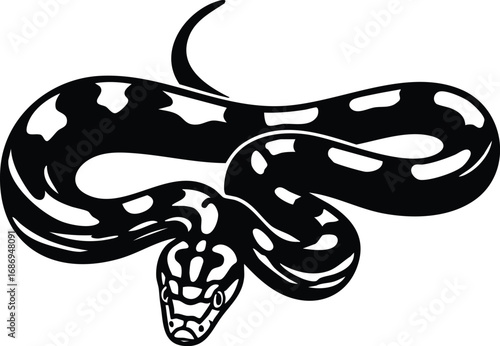 albino amelanistic corn snake reptile icon in bold black silhouette with slender body and patterned scales isolated on white background