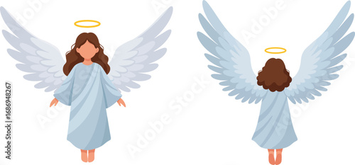 angel figures with wings halo and flowing robes depicted