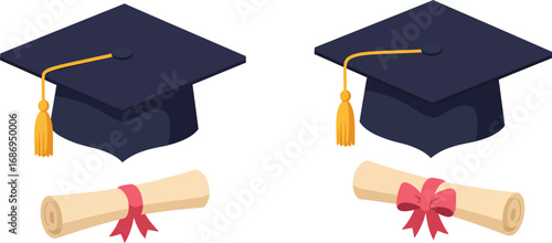 academic caps and diplomas symbolizing educational achievements