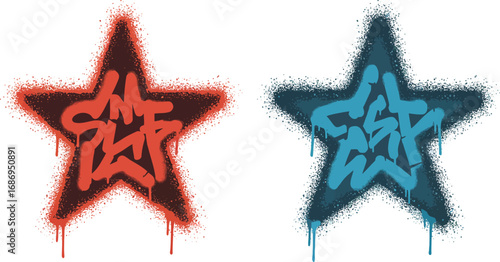 colorful graffiti stars with bold artistic designs and vibrant hues