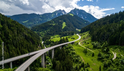 Wallpaper Mural Mountain valley road bridge Torontodigital.ca