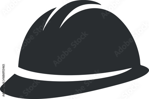 Black silhouette of a construction safety helmet symbolizing worker protection and industrial safety gear
