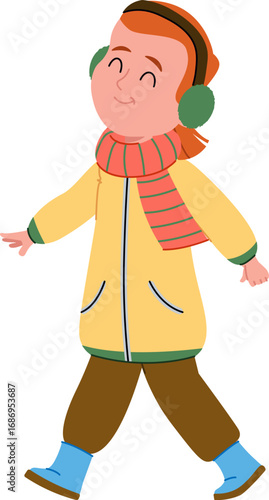 Child Walking in Winter Outfit