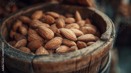 Wallpaper Mural almonds in rustic wooden bowl Torontodigital.ca