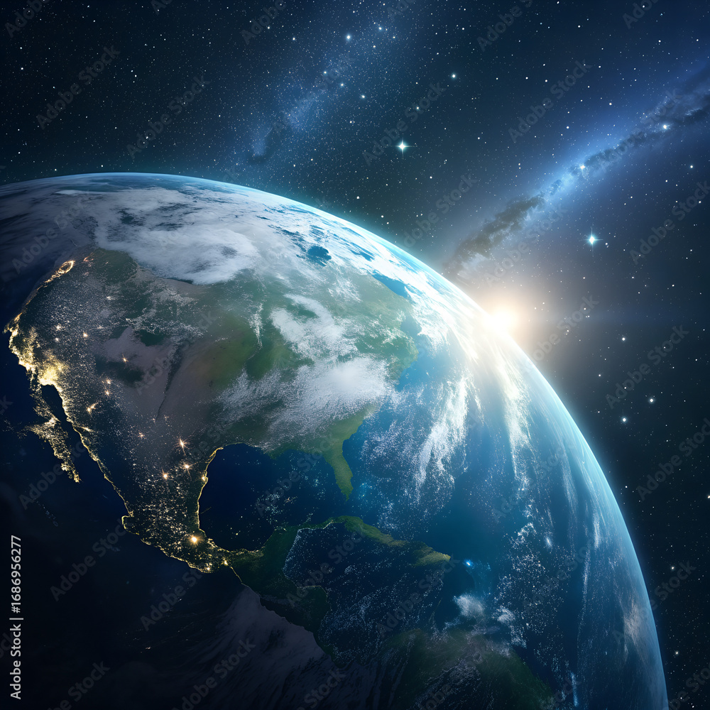 Obraz premium Planet Earth Over Starfield