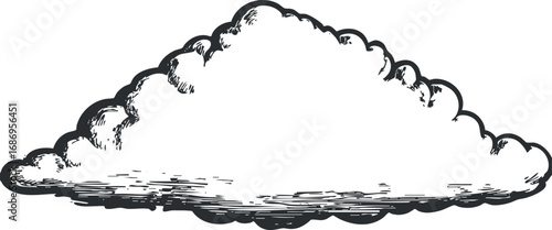 Hand-drawn illustration of a fluffy cumulus cloud with detailed sketch lines on white background