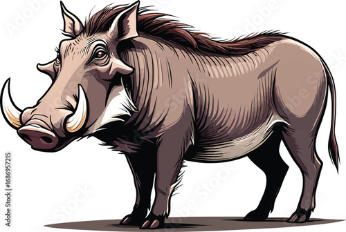 Cute cartoon a illustrator vector warthog