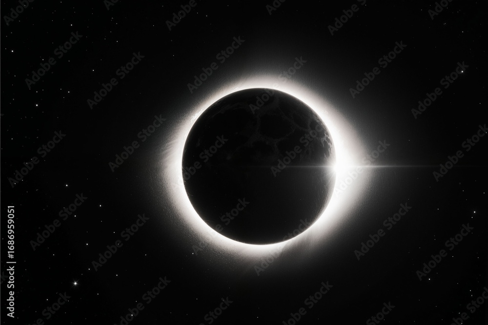 Fototapeta premium Stunning Solar Eclipse with Dark Planet and Bright Solar Corona