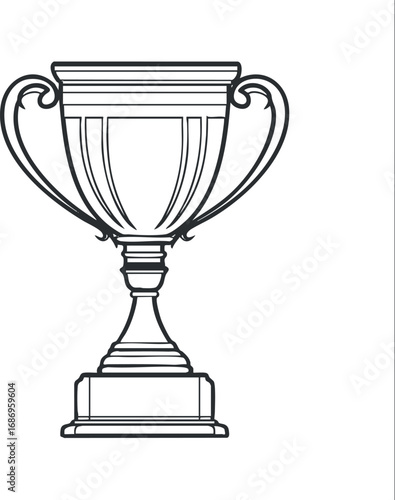 Outline illustration of a classic trophy cup symbolizing achievement and victory in competitions or sports.