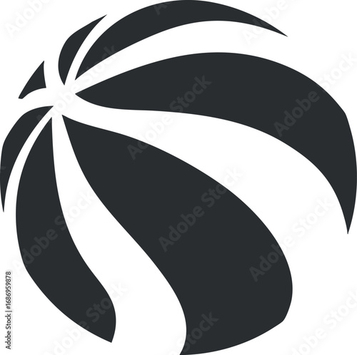 Black and white vector illustration of a basketball ball used in team sports and recreational games