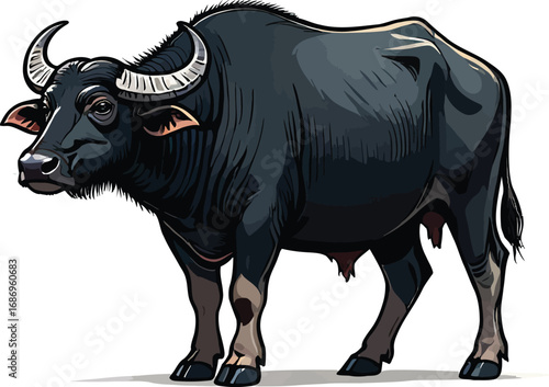 Cute cartoon a illustrator vector water buffalo