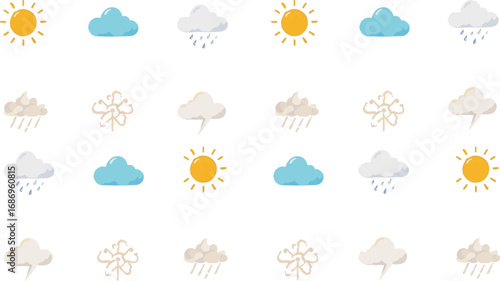 Create a repeating visual pattern using weather icons.

