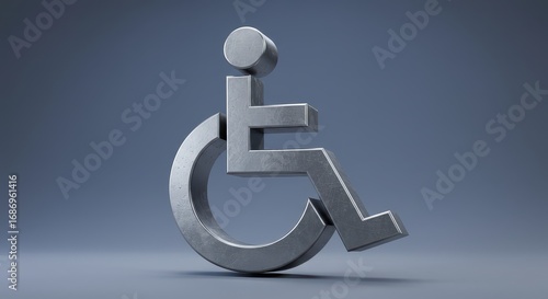 Accessible Icon: A sleek, metallic rendering of the universally recognized accessibility icon, representing inclusivity and equal access for all in a simple, elegant style.