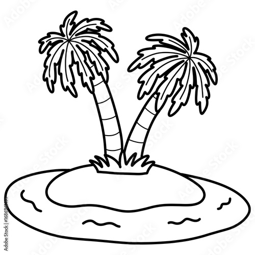 Cartoon island illustration outline 