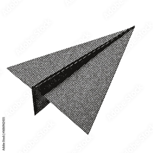 Paper plane, School education halftone grunge vector design element