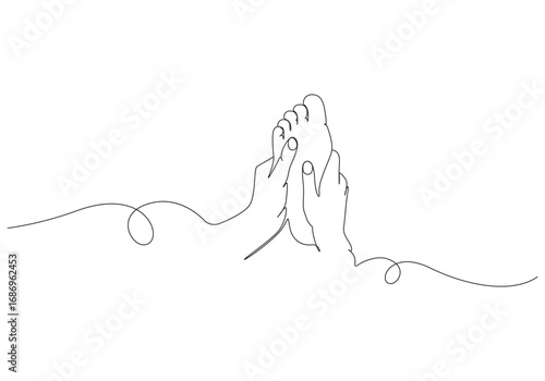Continuous one line foot spa massage drawing,