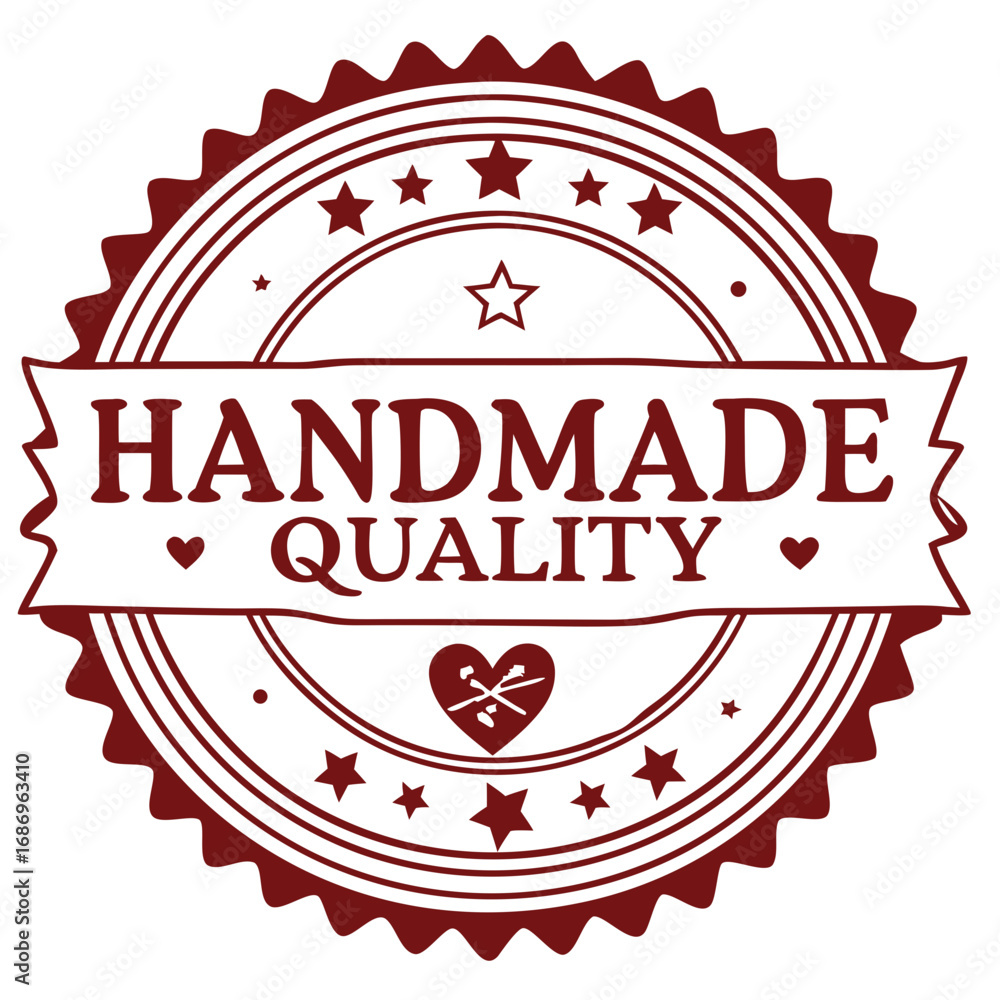 Obraz premium Handmade quality badge with heart and stars design 