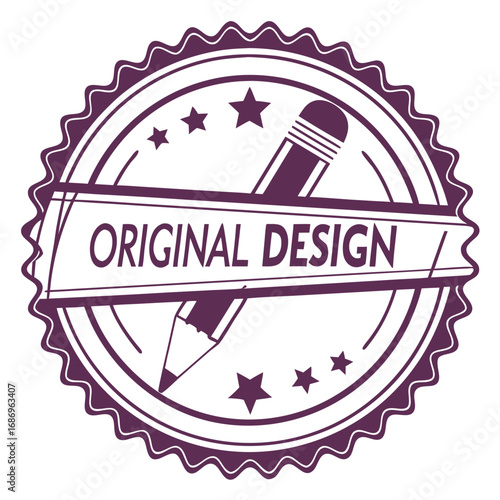 Original design badge with pencil illustration 
