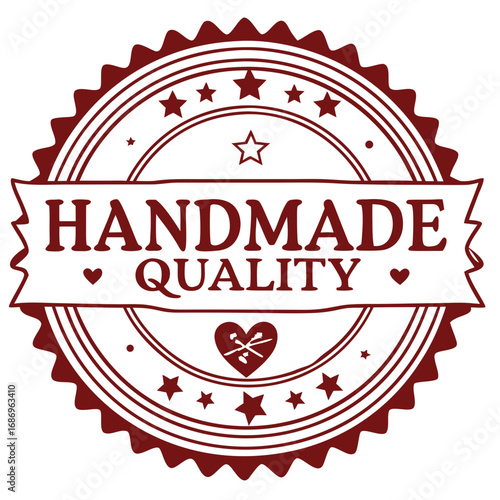 Handmade quality badge with heart and stars design 
