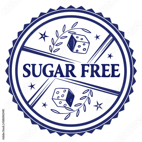 Sugar free badge with decorative cube design 
