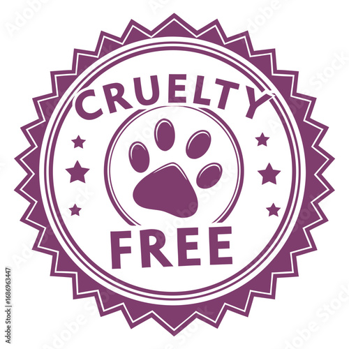 Cruelty free badge with paw print design 
