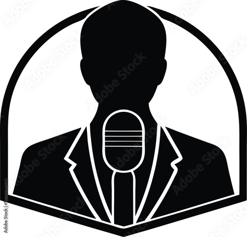 podcast host icon silhouette vector illustration