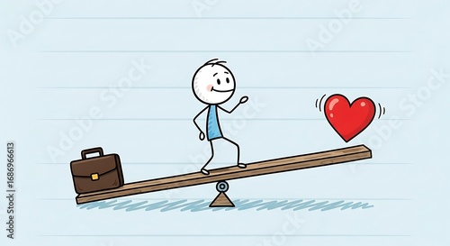 WorkLifeBalance: Stick Figure Weighing Career and Love
