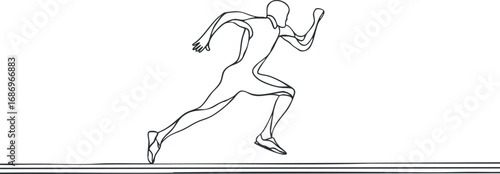 Line art illustration of a runner sprinting fast on a track showing dynamic motion and athletic movement.