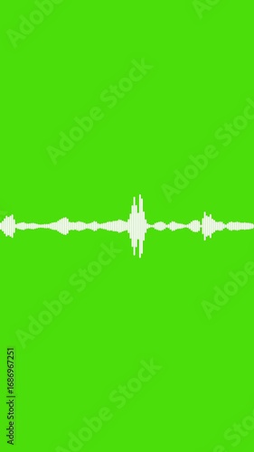 Vertical 4k abstract music sound wave or audio wavefrom isolated on green screen  background.Line digital minimalist voice and symbol technology.