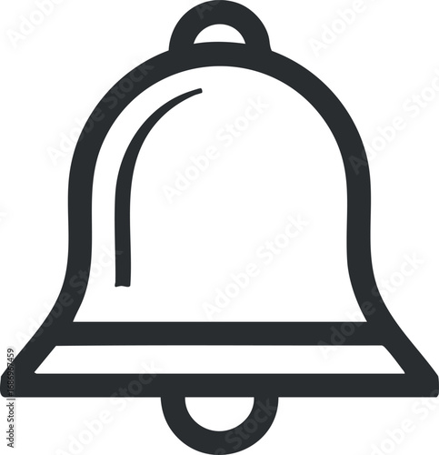 Black outline icon of a bell symbolizing notification alert or reminder in digital interfaces