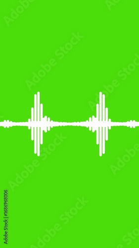 Vertical 4k abstract music sound wave or audio wavefrom isolated on green screen  background.Line digital minimalist voice and symbol technology.