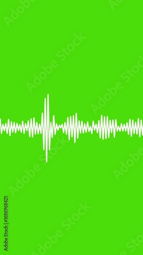 Vertical 4k abstract music sound wave or audio wavefrom isolated on green screen  background.Line digital minimalist voice and symbol technology.