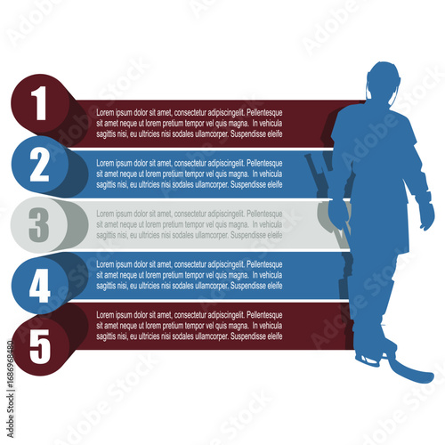 Photography Illustration of ice hockey player with five features or option of project to select