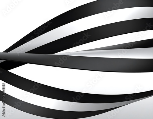Abstract black and white ribbon design