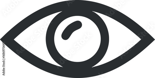 Black and white eye icon symbol representing vision, observation, and visual perception