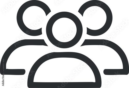Simple black outline icon representing a group of people or team in a community or social network