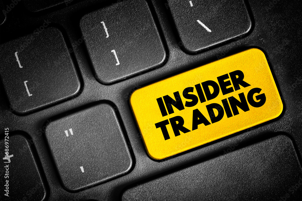 Fototapeta premium Insider trading is the trading of a public company's stock or other securities based on material, nonpublic information about the company, text concept button on keyboard
